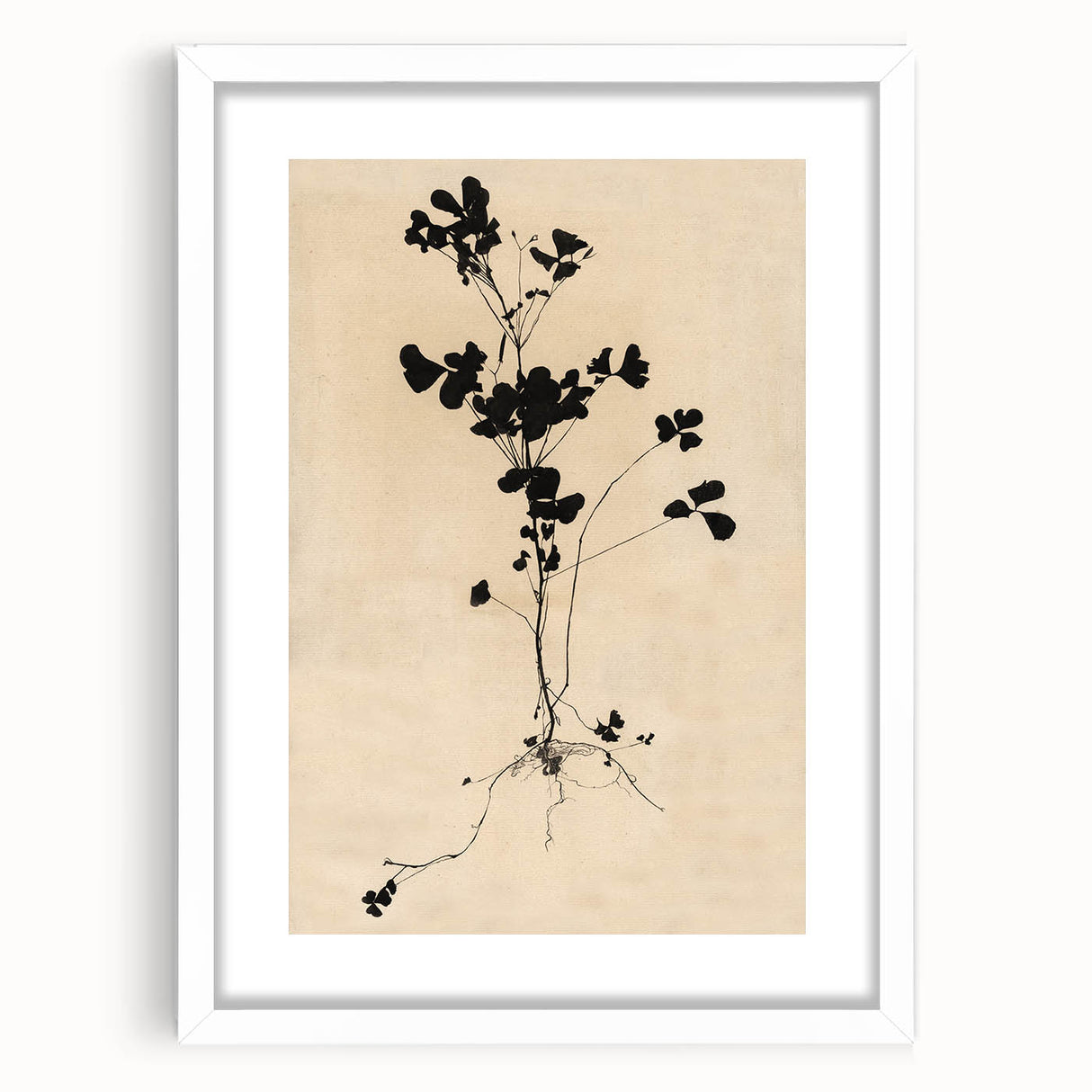 Abstract Grunge Wall Art - Vintage Plant Silhouette Grunge Canvas Print