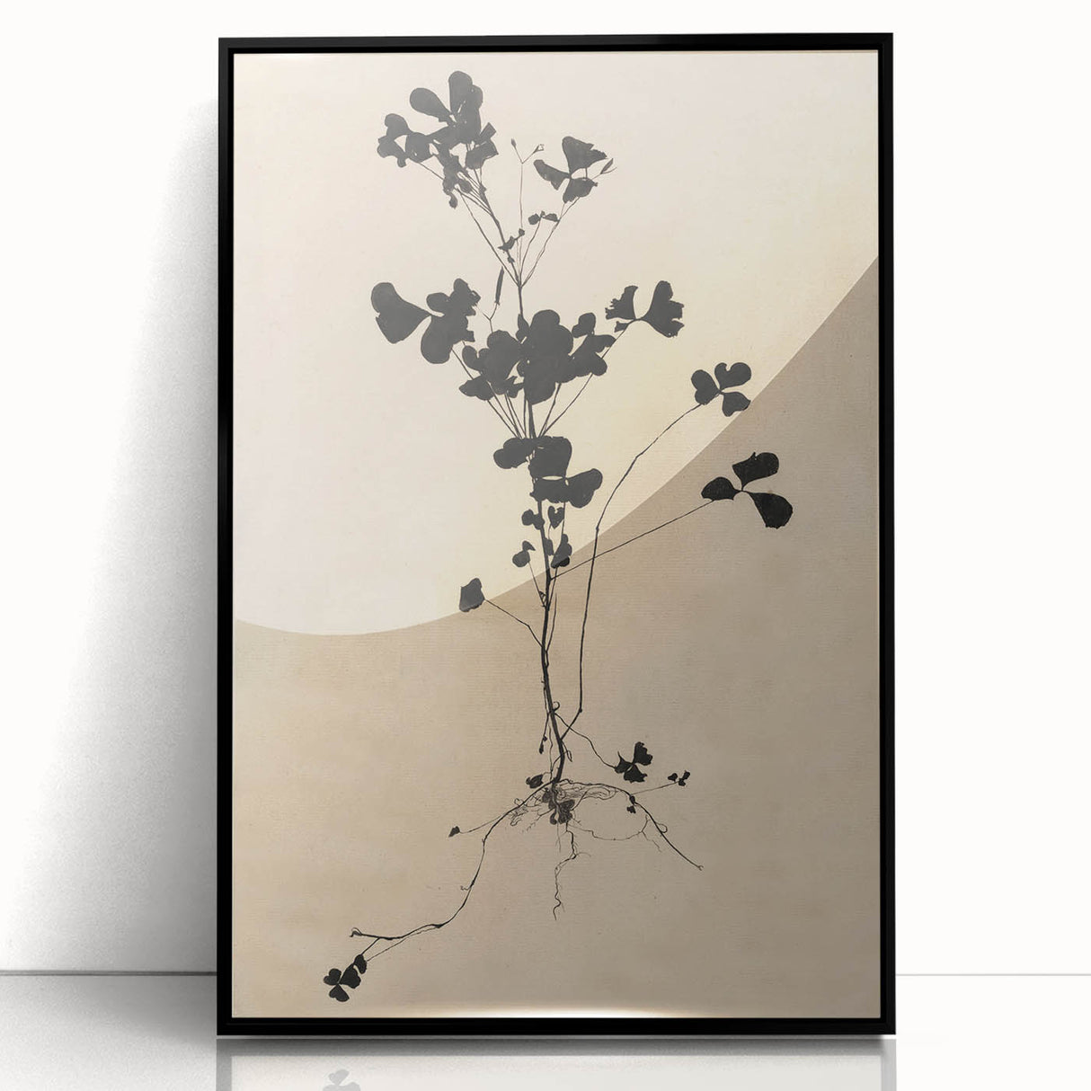 Abstract Grunge Wall Art - Vintage Plant Silhouette Grunge Canvas Print