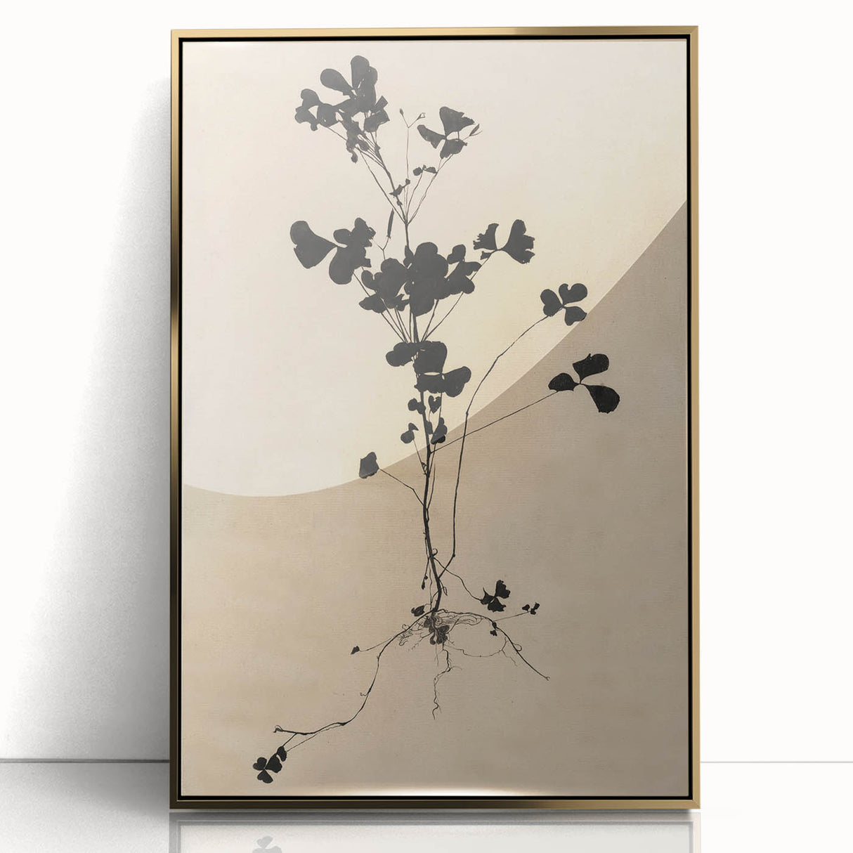 Abstract Grunge Wall Art - Vintage Plant Silhouette Grunge Canvas Print