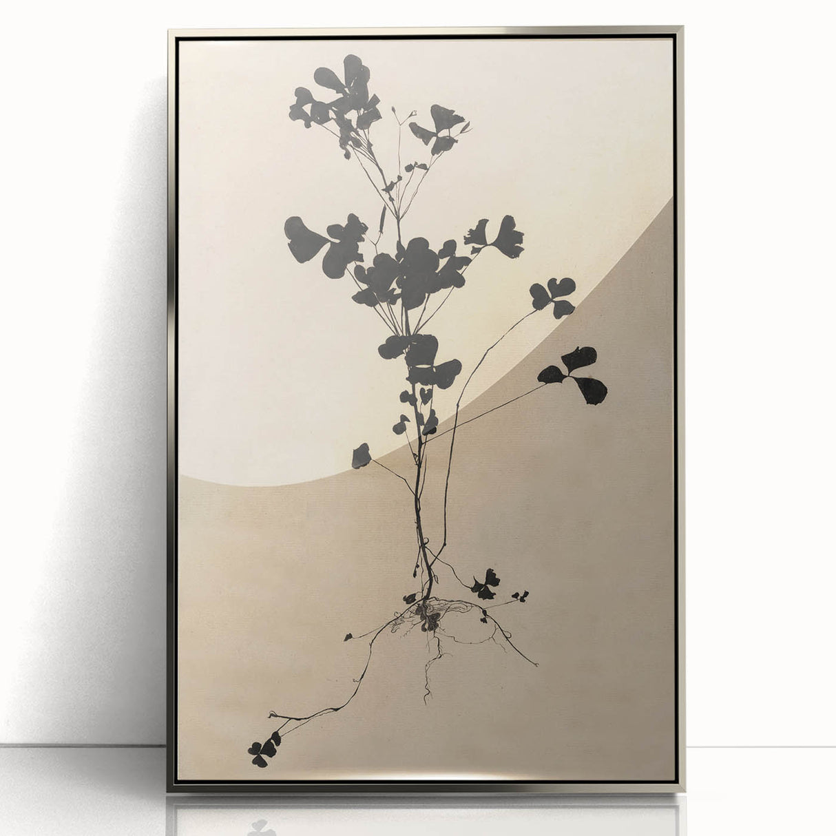 Abstract Grunge Wall Art - Vintage Plant Silhouette Grunge Canvas Print