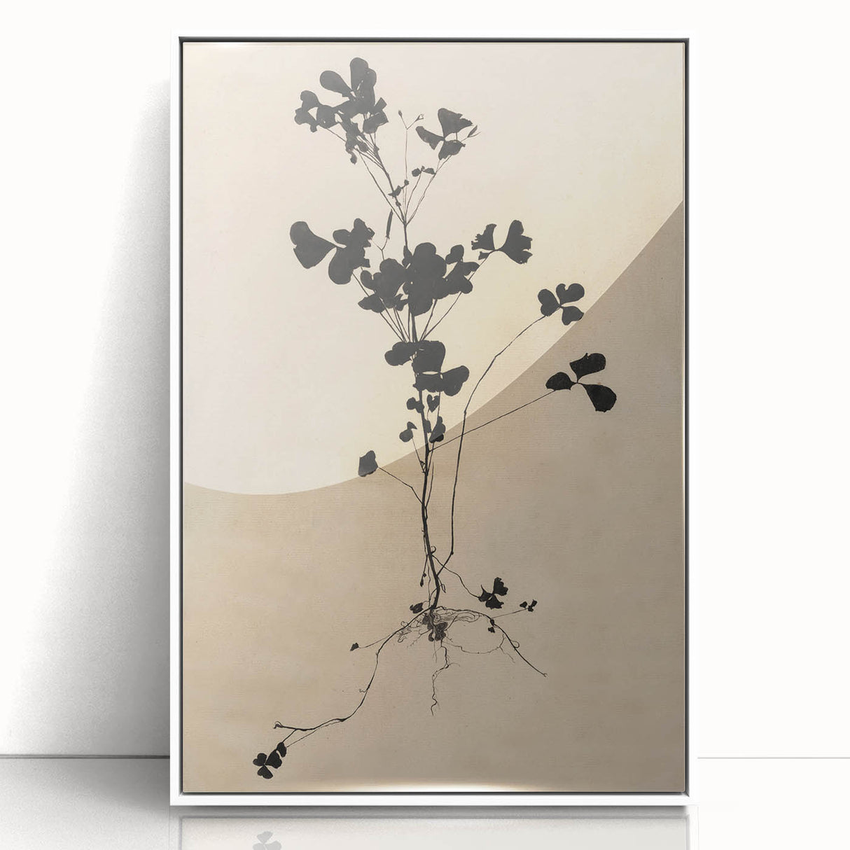 Abstract Grunge Wall Art - Vintage Plant Silhouette Grunge Canvas Print