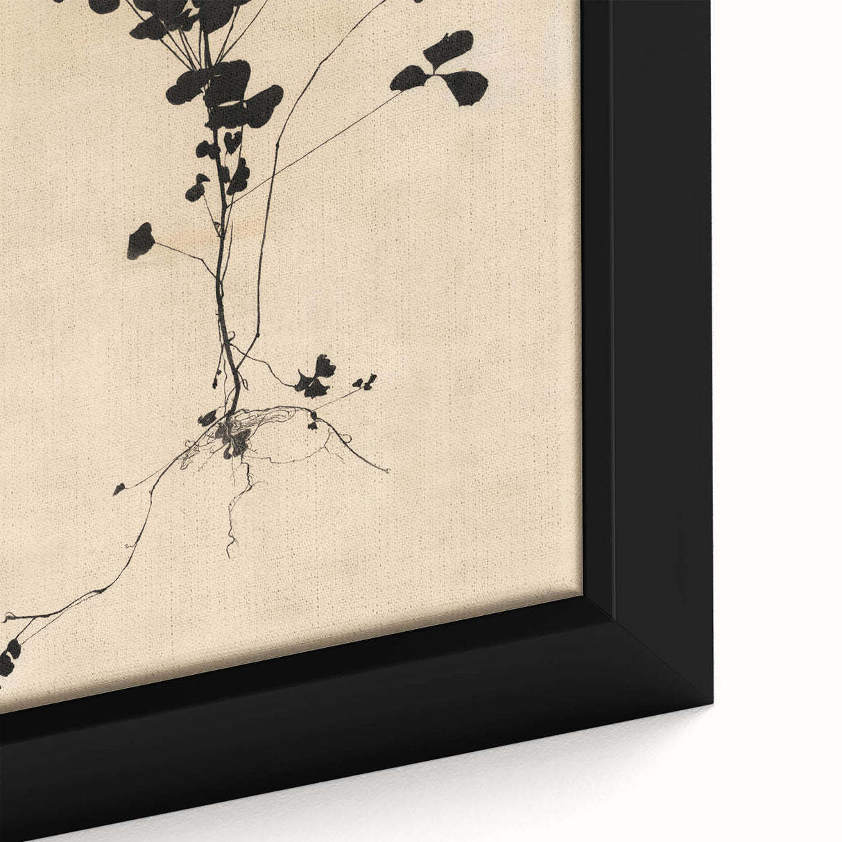 Abstract Grunge Wall Art - Vintage Plant Silhouette Grunge Canvas Print