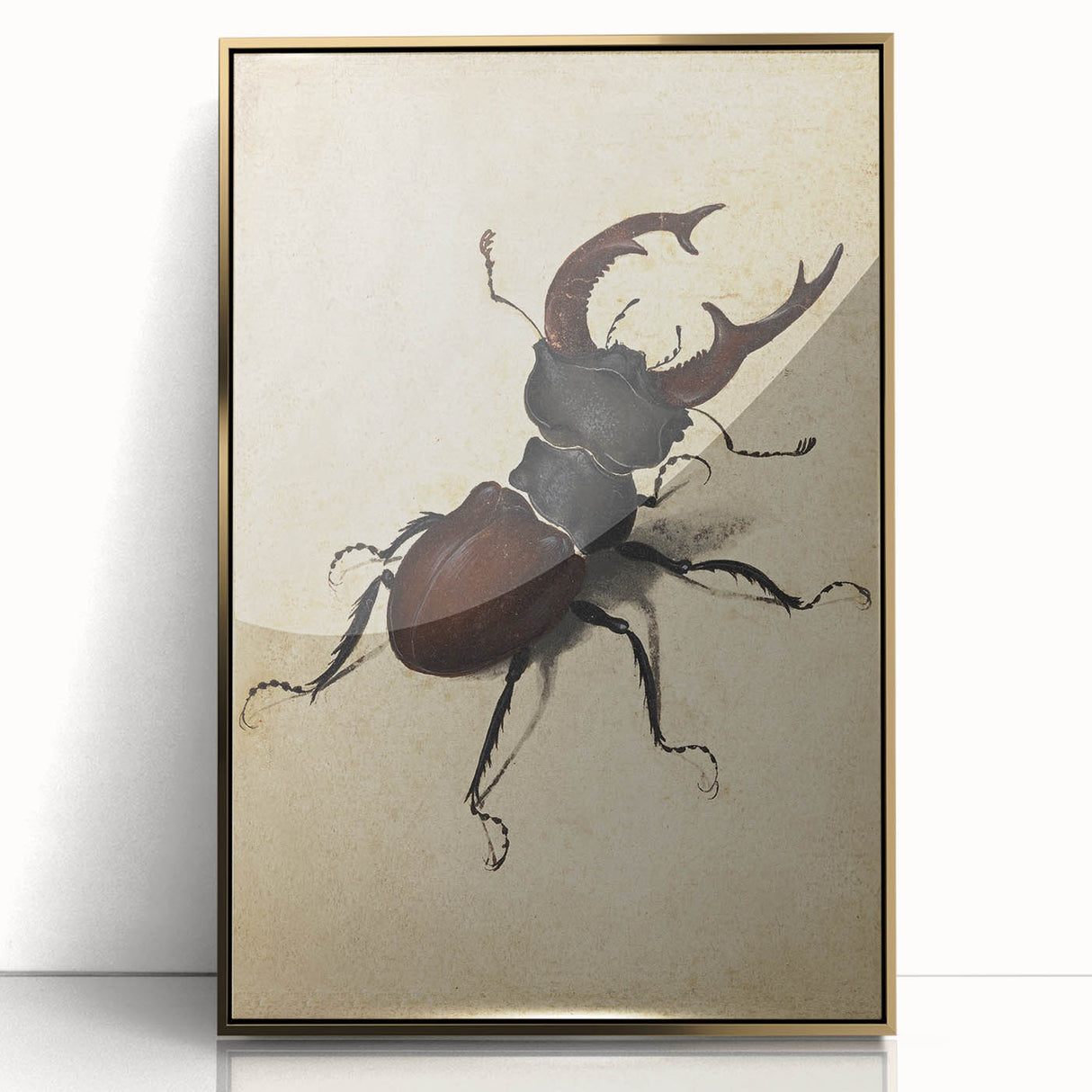 Abstract Grunge Stag Beetle Art - Distressed Insect Canvas Print