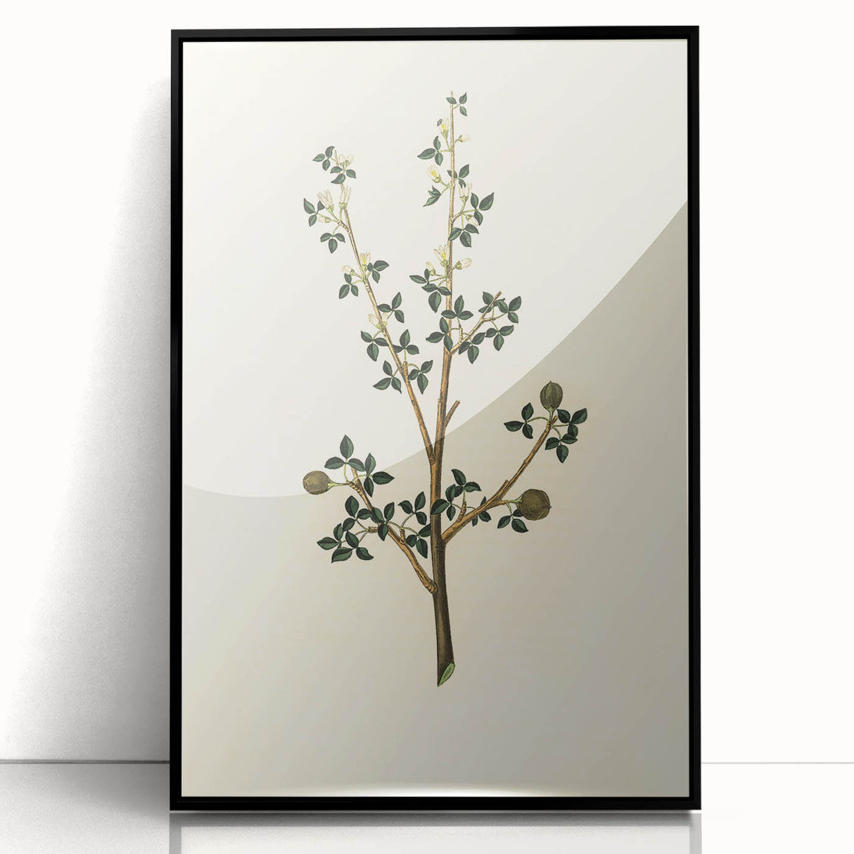 Vintage Grunge Botanical Print - Minimalist Greenery Canvas Wall Art
