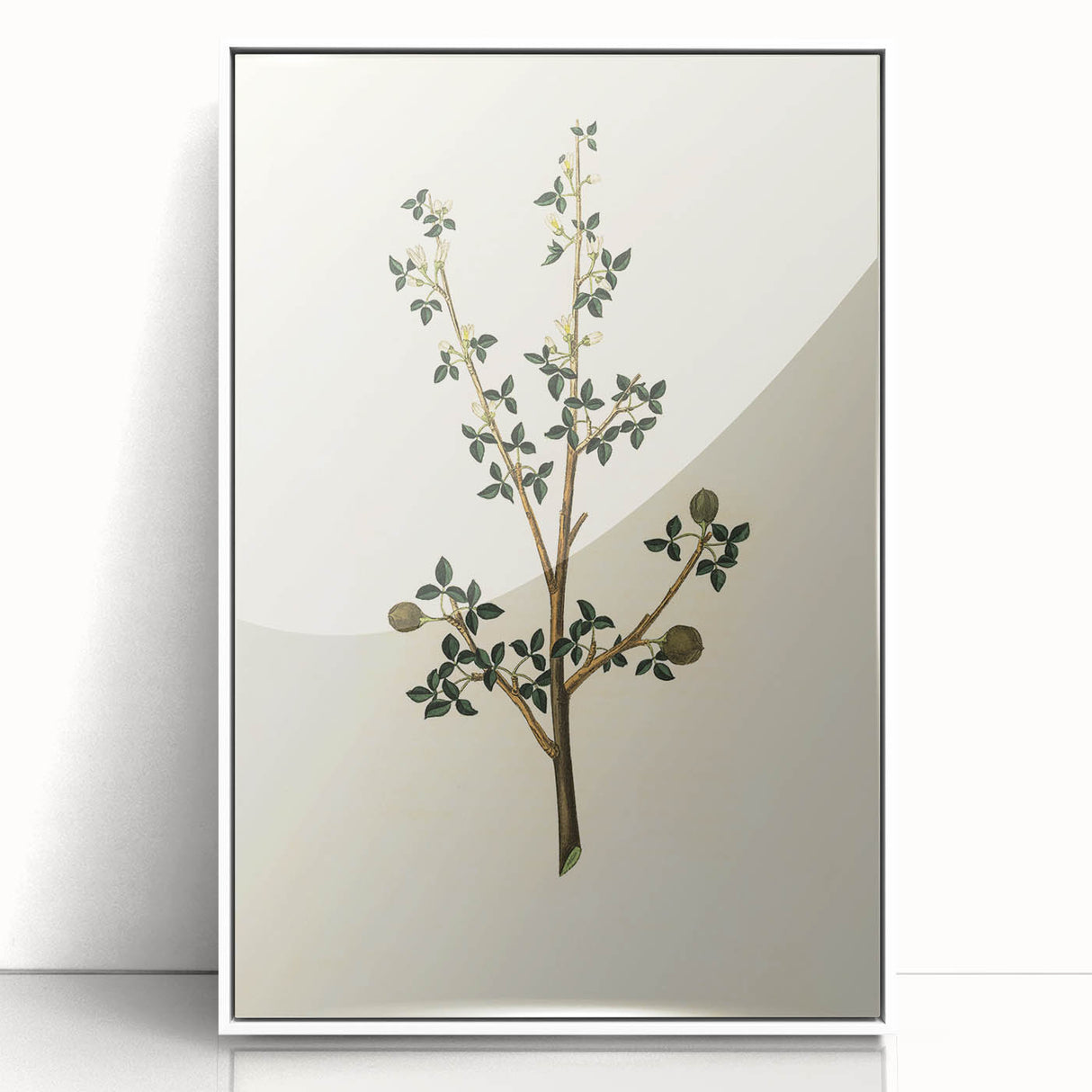 Vintage Grunge Botanical Print - Minimalist Greenery Canvas Wall Art