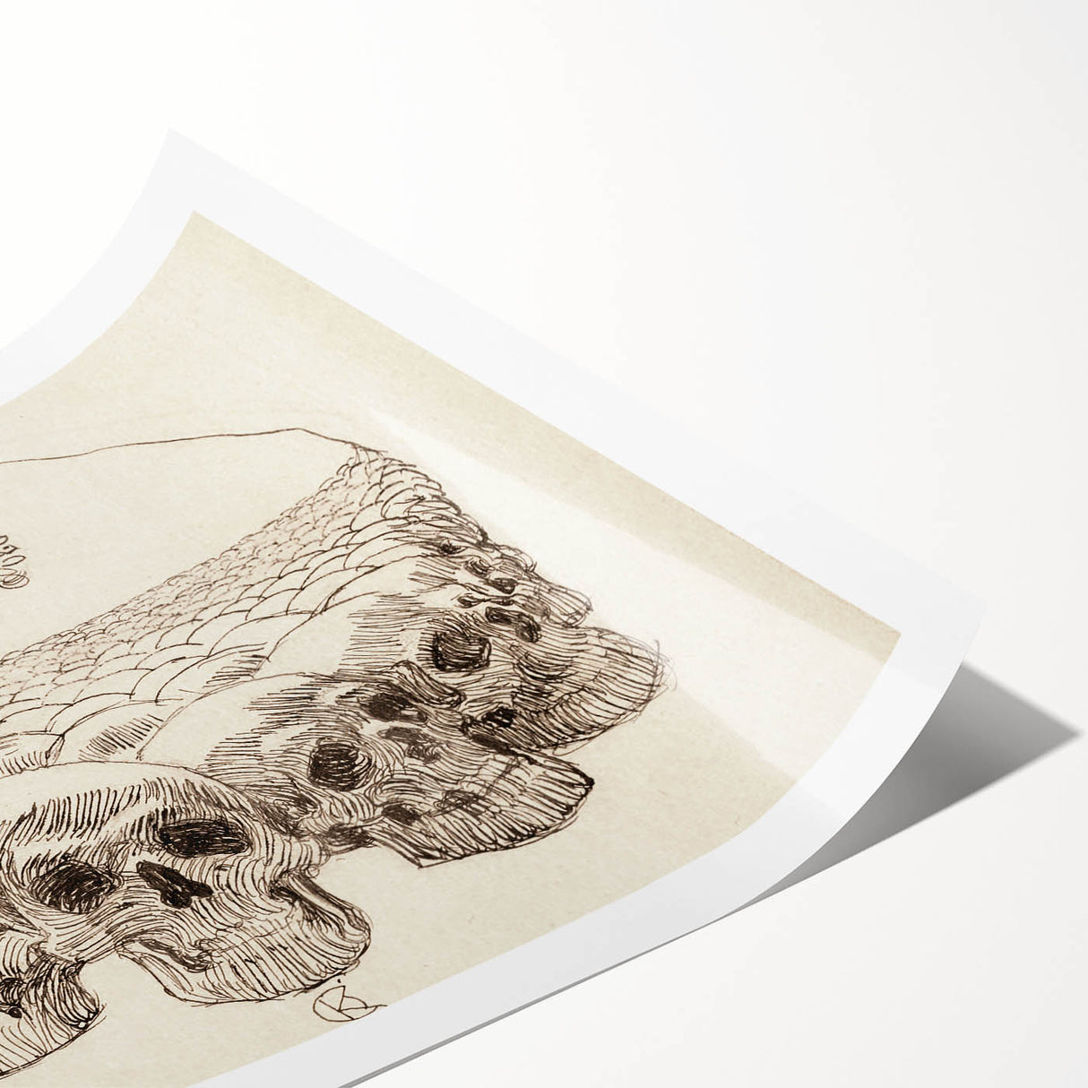 Grunge Wall Art - Skull and Tree Sketch Canvas for Dark Aesthetic Decor