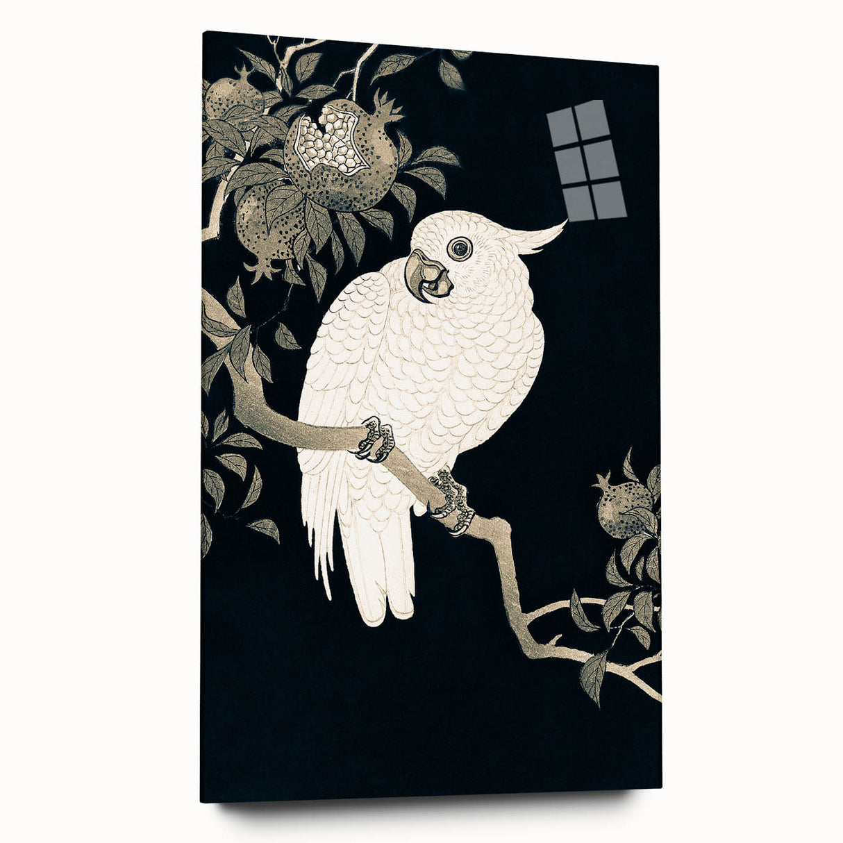Grunge Parrot and Pomegranate Art - Vintage Dark Botanical Wall Print