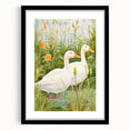 Maximalist Wall Art - Charming Geese in Lush Garden with Green Foliage