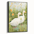 Maximalist Wall Art - Charming Geese in Lush Garden with Green Foliage
