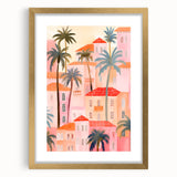 Maximalist Wall Art - Vibrant Mediterranean Cityscape with Palm Trees