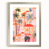 Maximalist Wall Art - Vibrant Mediterranean Cityscape with Palm Trees
