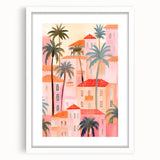 Maximalist Wall Art - Vibrant Mediterranean Cityscape with Palm Trees