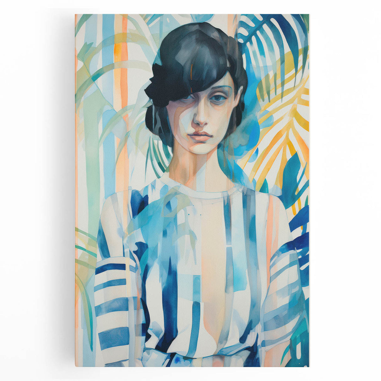 Maximalist Wall Art - Bold Abstract Portrait with Vibrant Tropical Vibes