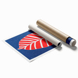Maximalist Wall Art - Bold Abstract Leaf Design in Red and Blue Tones