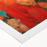 Maximalist Wall Art - Vibrant Floral Portrait with Bold Orange Hues