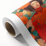 Maximalist Wall Art - Vibrant Floral Portrait with Bold Orange Hues