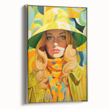Maximalist Wall Art - Bold Retro Portrait with Vibrant Yellow Accents