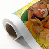 Maximalist Wall Art - Bold Retro Portrait with Vibrant Yellow Accents