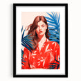 Maximalist Wall Art - Vibrant Tropical Portrait with Bold Red Accents