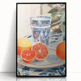 Maximalist Wall Art – Elegant Still Life with Citrus and Blue Decor