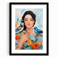 Maximalist Wall Art – Vibrant Portrait with Birds and Flowers for Eclectic Style