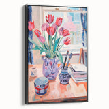 Maximalist Wall Art – Vibrant Still Life with Tulips and Artistic Decor