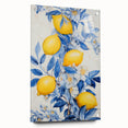 Maximalist Wall Art – Elegant Lemon and Floral Design in Blue and Yellow