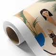 Maximalist Wall Art – Elegant Portrait with Cat and Tropical Accents