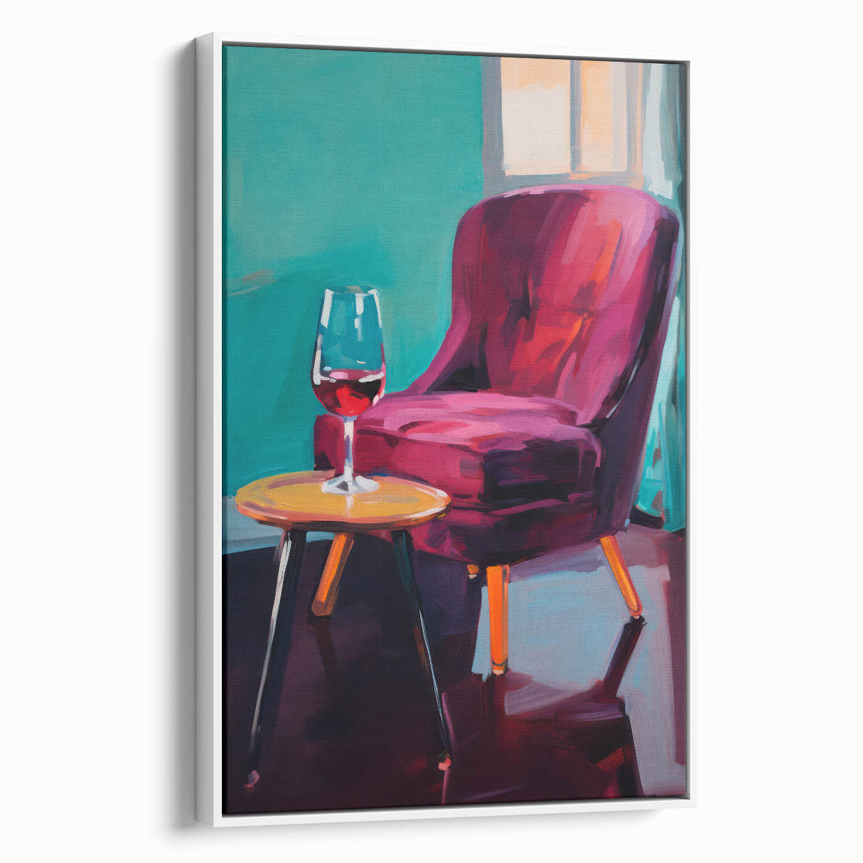 Maximalist Wall Art – Stylish Interior Scene with Chair and Wine Glass