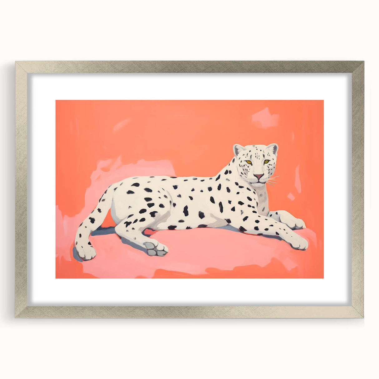 Maximalist Wall Art – Bold Decor Featuring a Leopard on Coral Pink