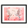Maximalist Wall Art – Elegant Decor with Dancing Cranes on Pink