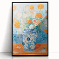 Maximalist Wall Art – Bold Floral Still Life in Blue and Orange Vase