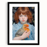 Maximalist Wall Art – Expressive Portrait of Child Holding a Bird