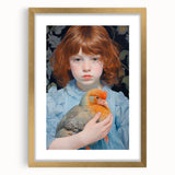 Maximalist Wall Art – Expressive Portrait of Child Holding a Bird