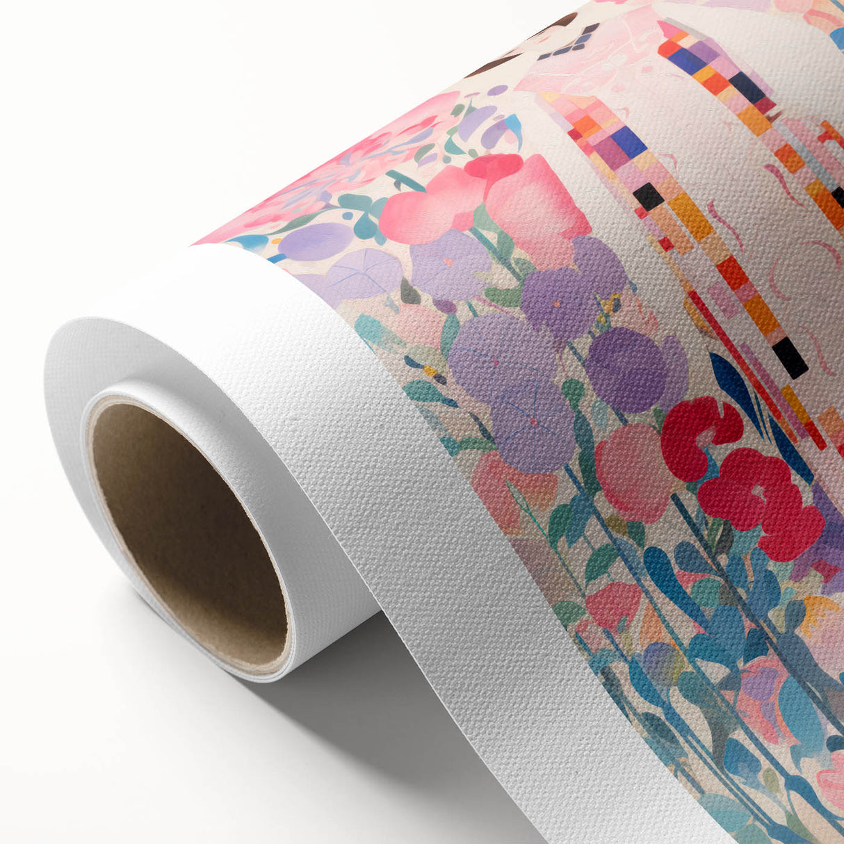 Maximalist Wall Art – Bold Floral Portrait with Geometric Accents