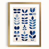Maximalist Wall Art - Bold Blue Leaf Print for Eclectic Home Decor