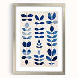 Maximalist Wall Art - Bold Blue Leaf Print for Eclectic Home Decor