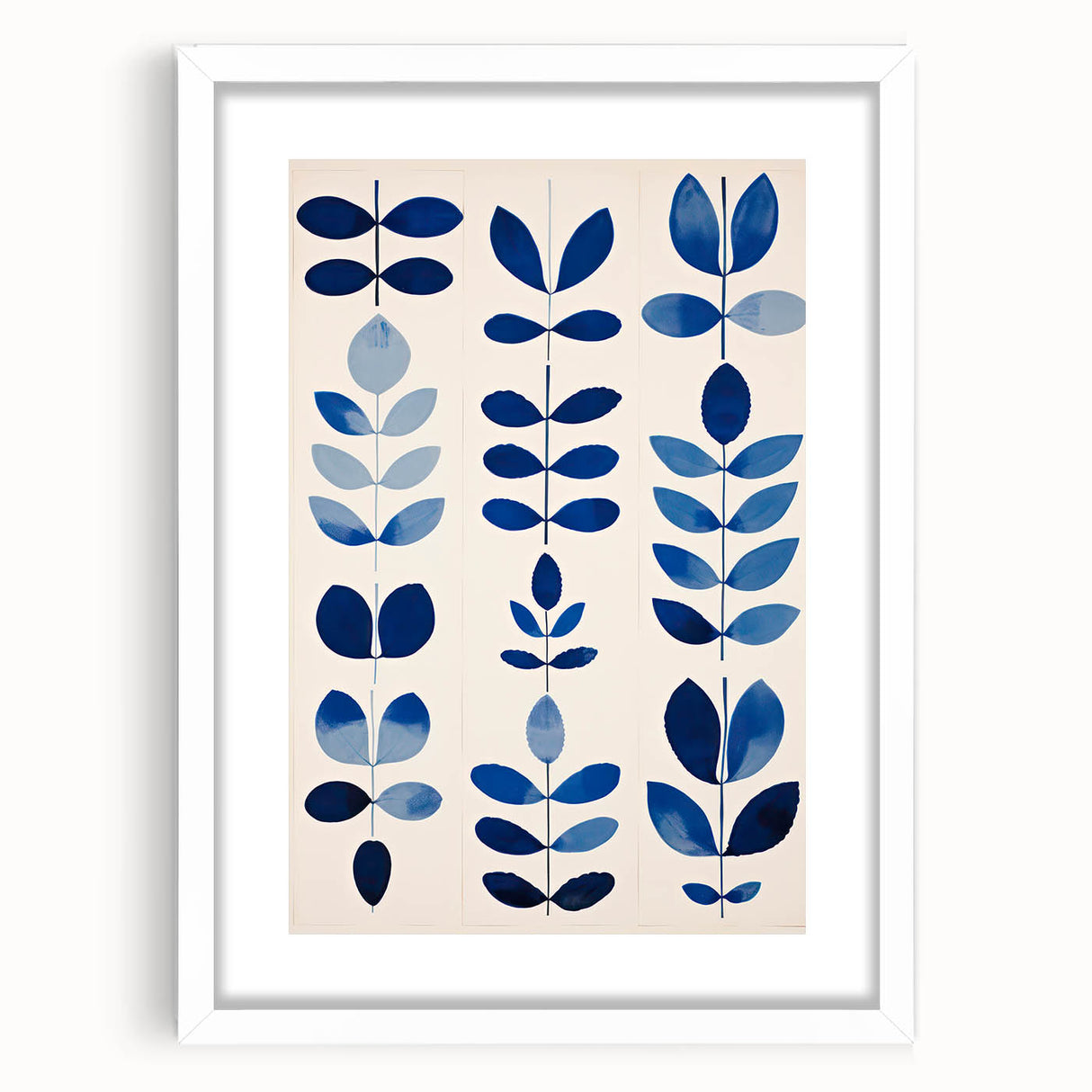 Maximalist Wall Art - Bold Blue Leaf Print for Eclectic Home Decor