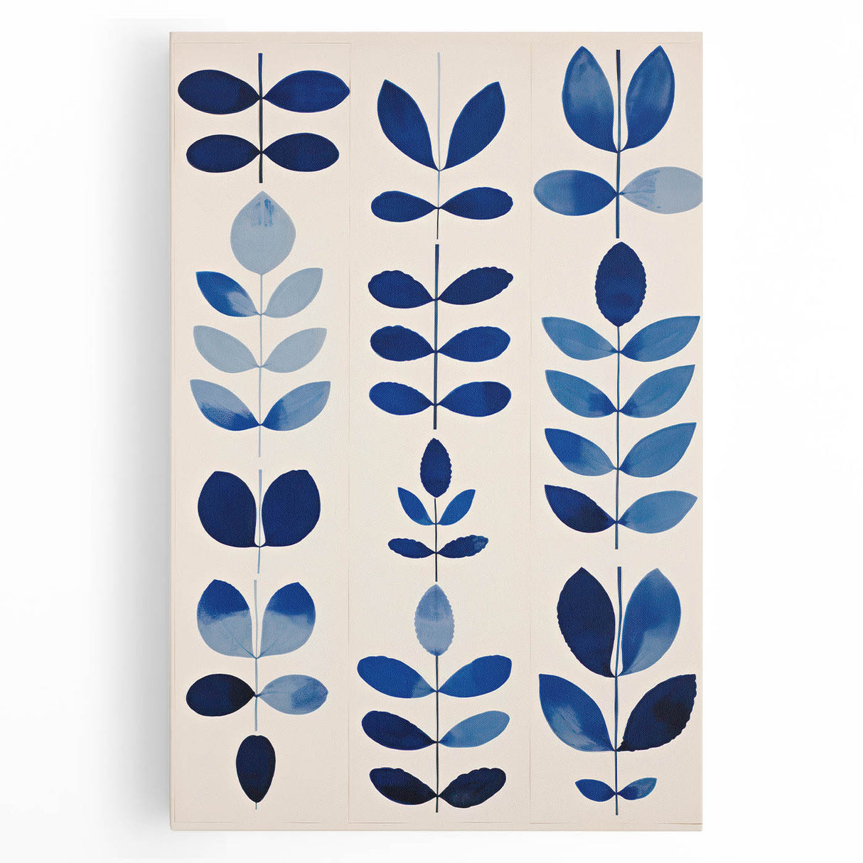 Maximalist Wall Art - Bold Blue Leaf Print for Eclectic Home Decor
