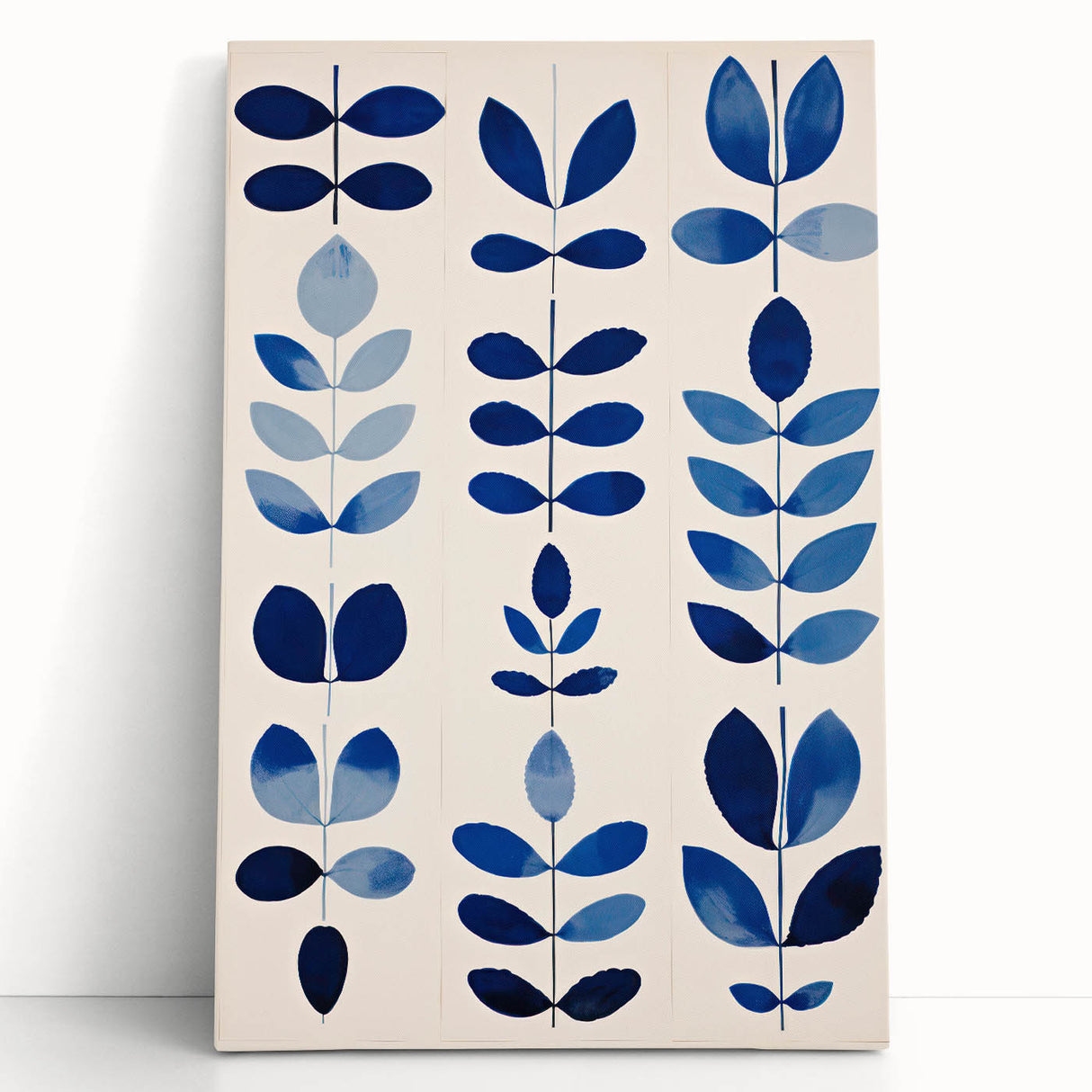 Maximalist Wall Art - Bold Blue Leaf Print for Eclectic Home Decor