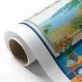 Maximalist Wall Art - Cozy Seaside Scene with Cat - Vibrant Decor Piece