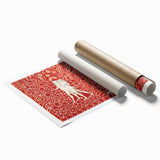 Maximalist Wall Art - Intricate Red Design with Figures | Bold Decor