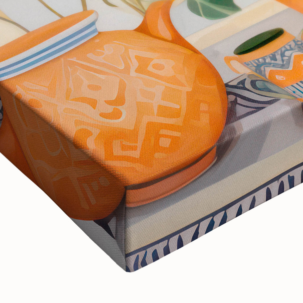 Maximalist Wall Art - Bold Eclectic Decor with Vibrant Orange and Green Pots