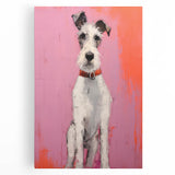 Maximalist Wall Art - Eclectic Dog Portrait with Bold Pink and Orange Hues