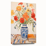 Maximalist Wall Art - Bold Floral Decor with Vibrant Red and Yellow Blooms