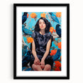 Maximalist Wall Art - Bold Eclectic Portrait with Birds - Vibrant Decor Piece
