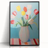 Maximalist Wall Art - Bold Tulip Vase Decor with Vibrant Red and Yellow Hues