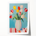 Maximalist Wall Art - Bold Tulip Vase Decor with Vibrant Red and Yellow Hues