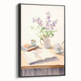 Maximalist Wall Art: Serene Still Life with Books and Flowers – Eclectic Decor