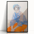 Maximalist Wall Art: Bold Blue and Orange Portrait for Eclectic Spaces